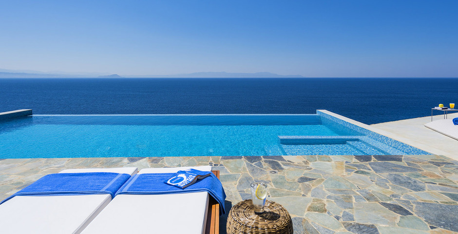 Show luxury villa crete seafront infinity private pool 13