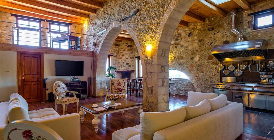 Show luxury traditional villa old mill mouranas crete greece american kitchen