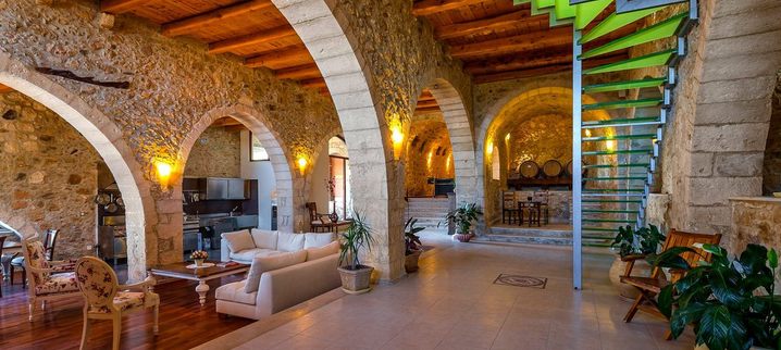 Results luxury traditional villa old mill mouranas crete greece archeological restoration