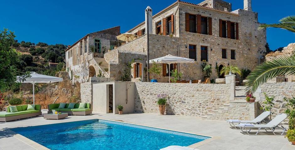 Show luxury traditional villa old mill mouranas crete greece sleeps 12 people