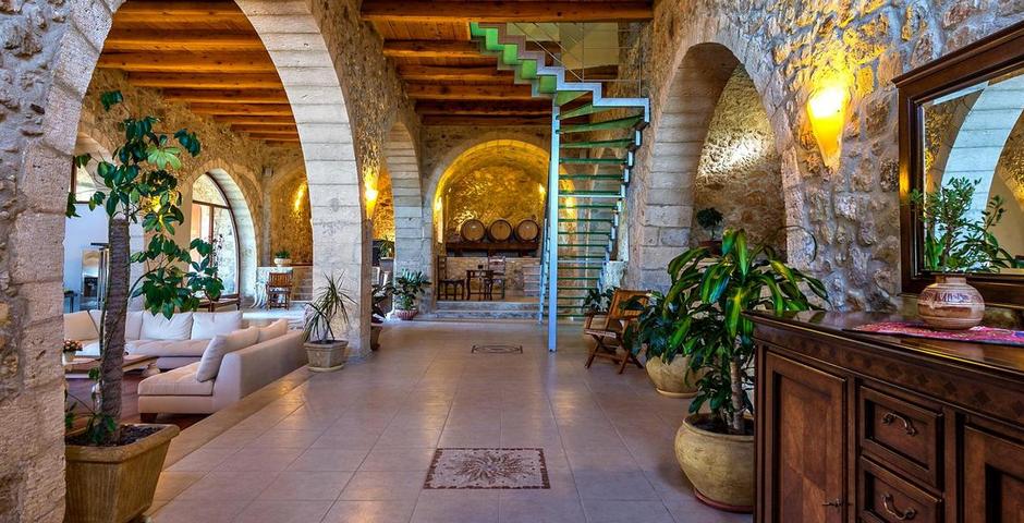 Show luxury traditional villa old mill mouranas crete greece stone walls