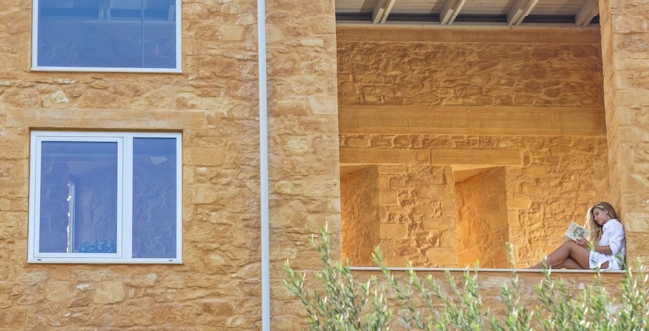 Show luxury stone villa akrotiri crete greece