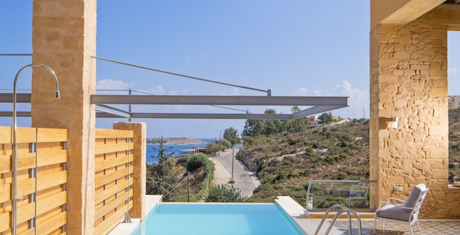 Show luxury stone villa akrotiri crete greece hot tub