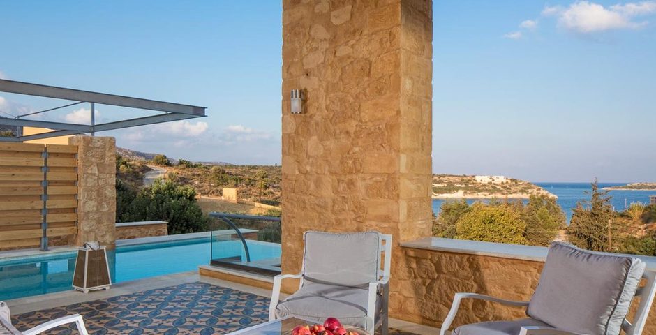 Show luxury stone villa akrotiri crete greece loutraki bay