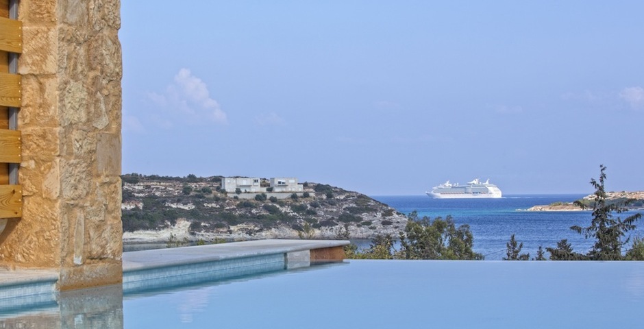 Show luxury stone villa akrotiri crete greece seaview