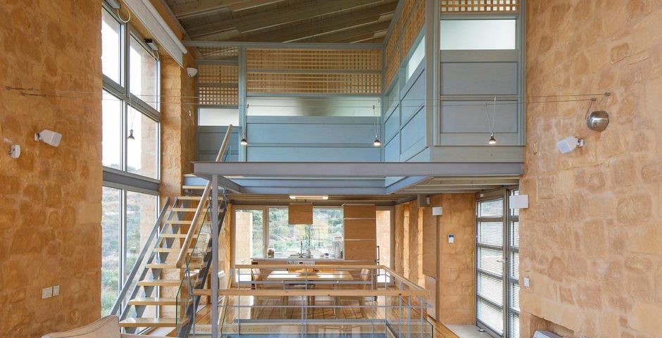 Show luxury stone villa akrotiri crete greece modern architecture